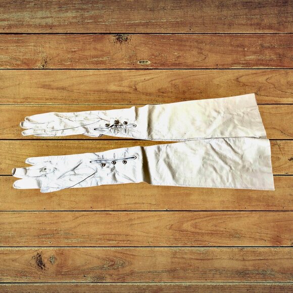 Vintage Kid Leather Gloves Washable Opera Length by Superb West Germany - Picture 14 of 16